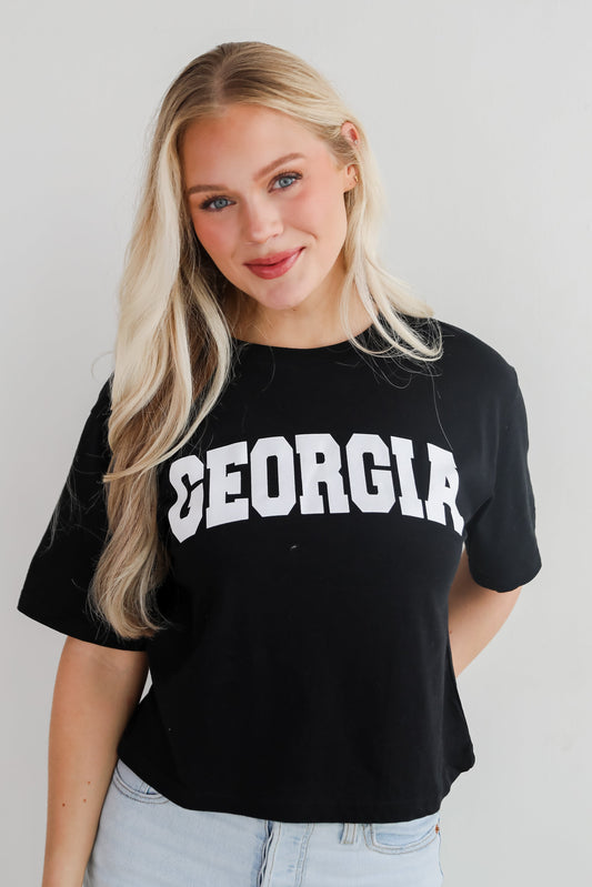 Black Georgia Block Letter Cropped Tee