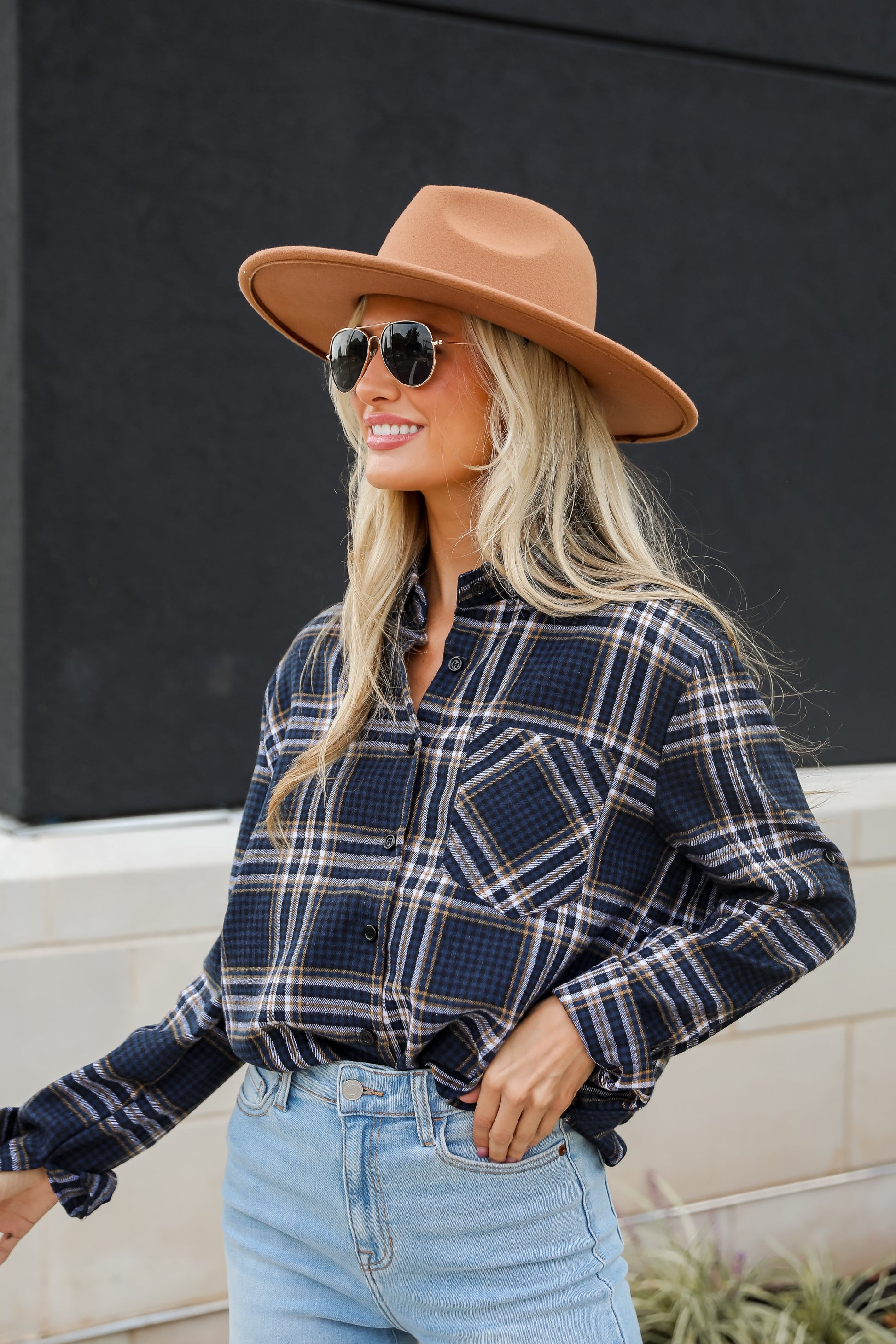 Seasonal Concept Blue Plaid Flannel