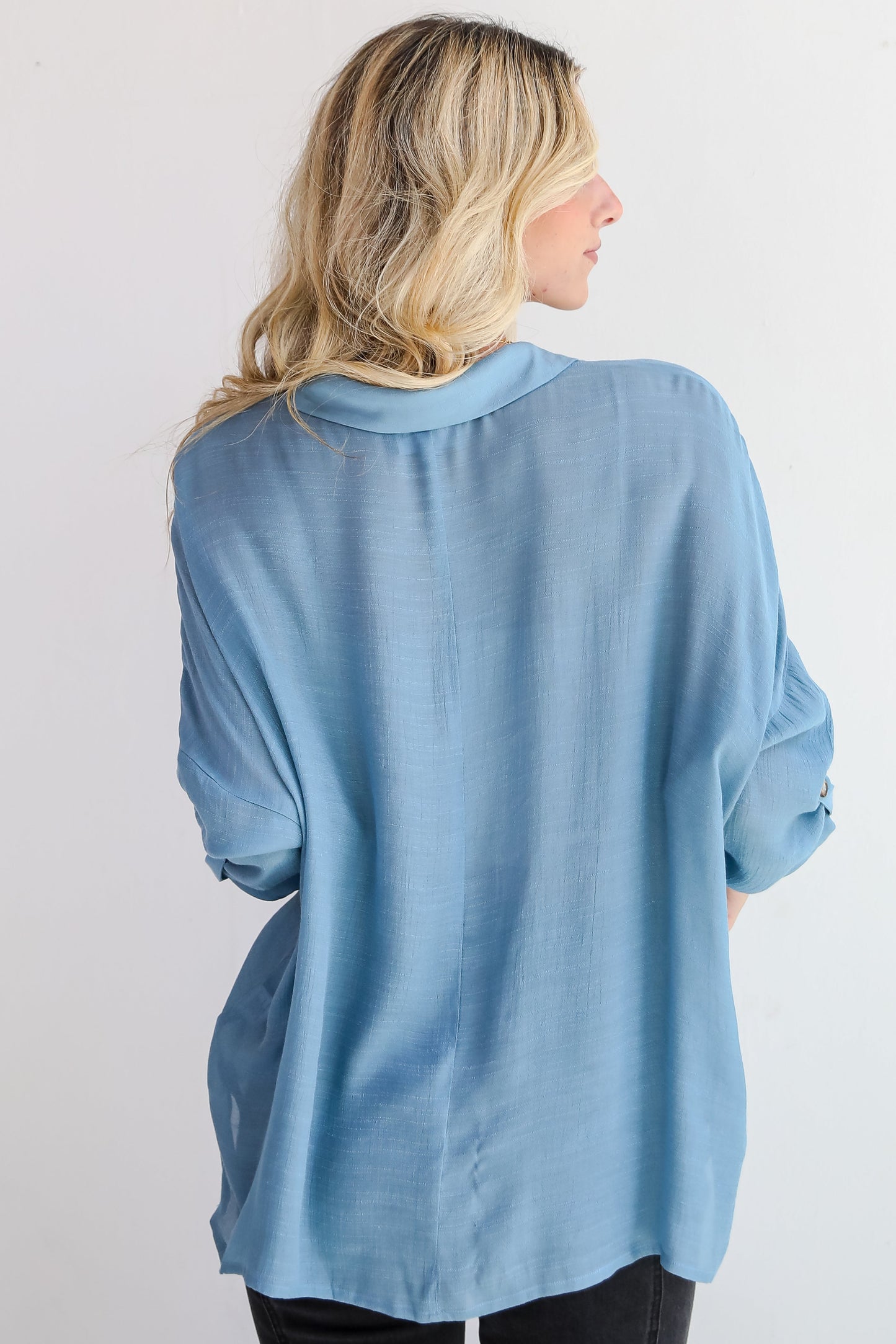 Compelling Composure Oversized Button-Up Blouse