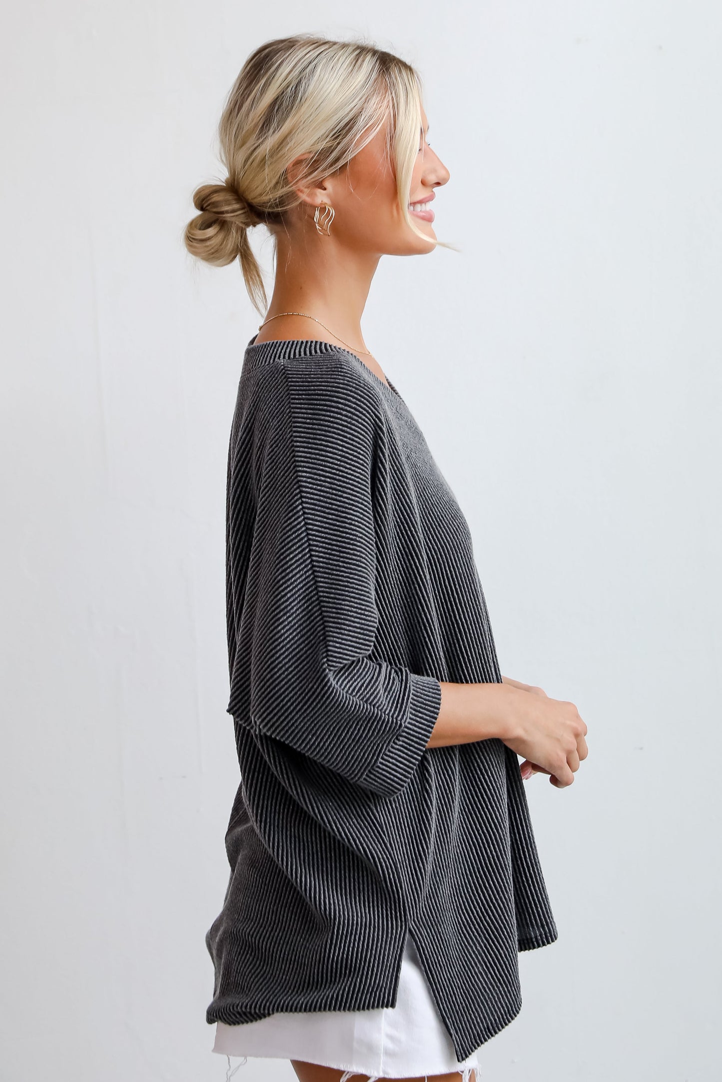 Caroline Charcoal Corded Tee