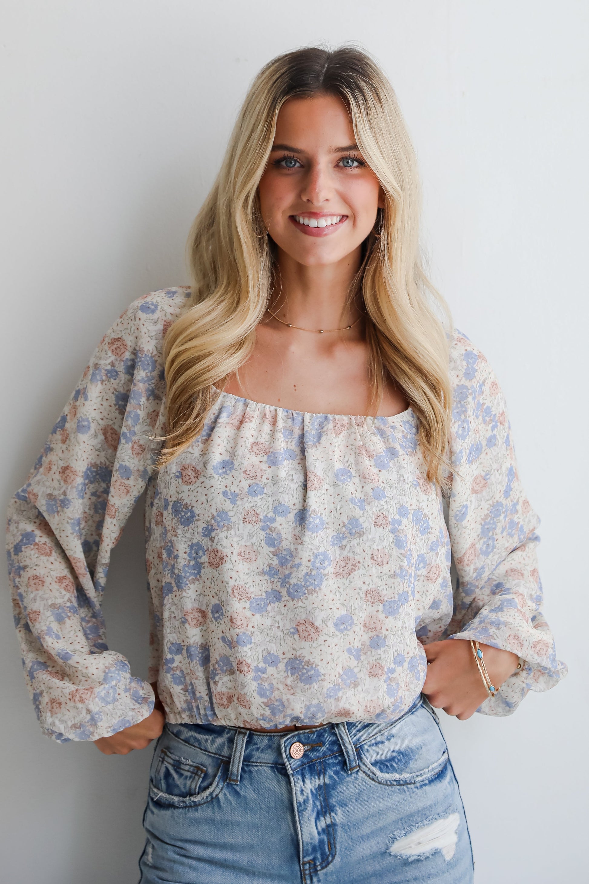 Stylish Grace Cream Floral Blouse