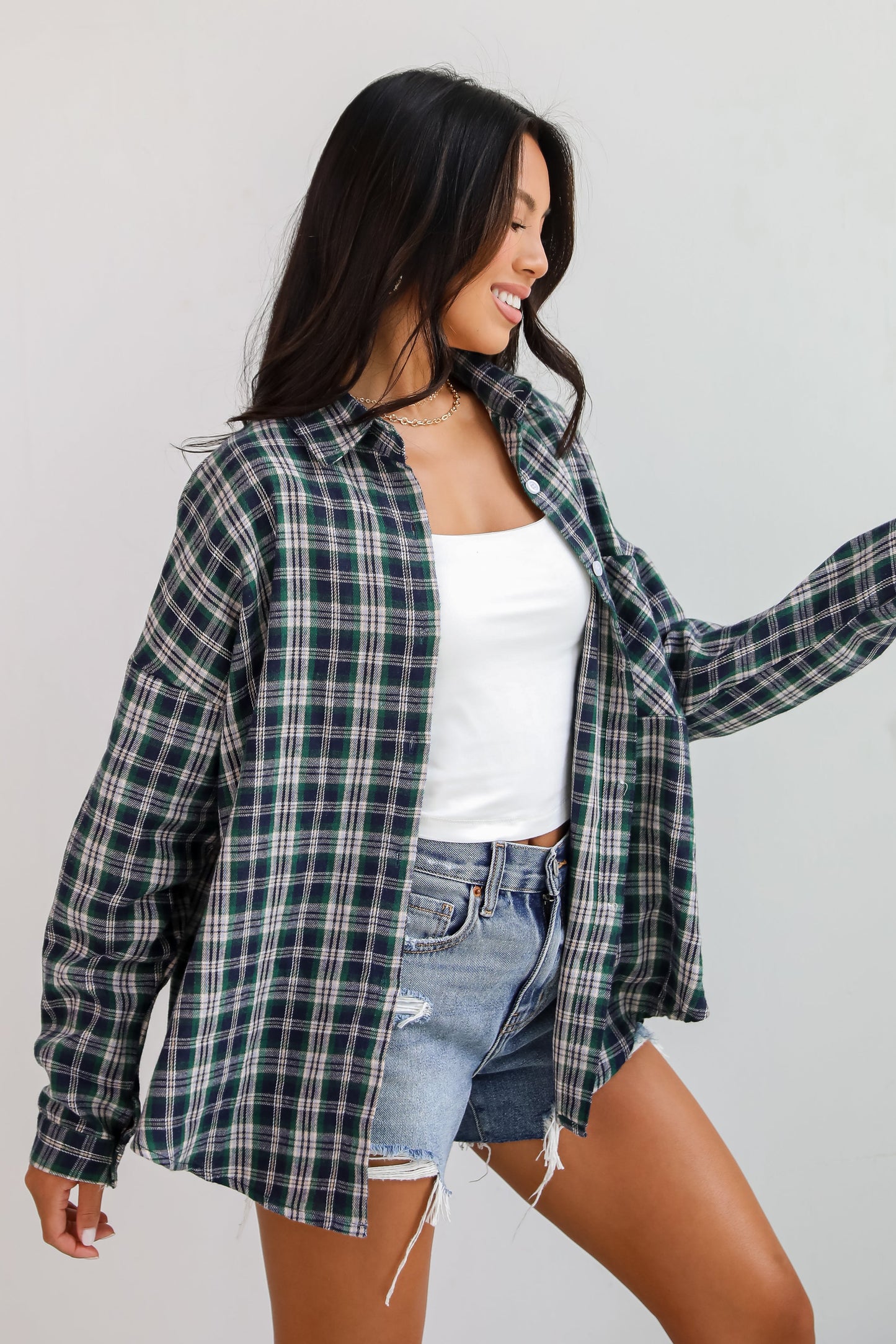 Trendsetting Aspect Hunter Green Plaid Flannel