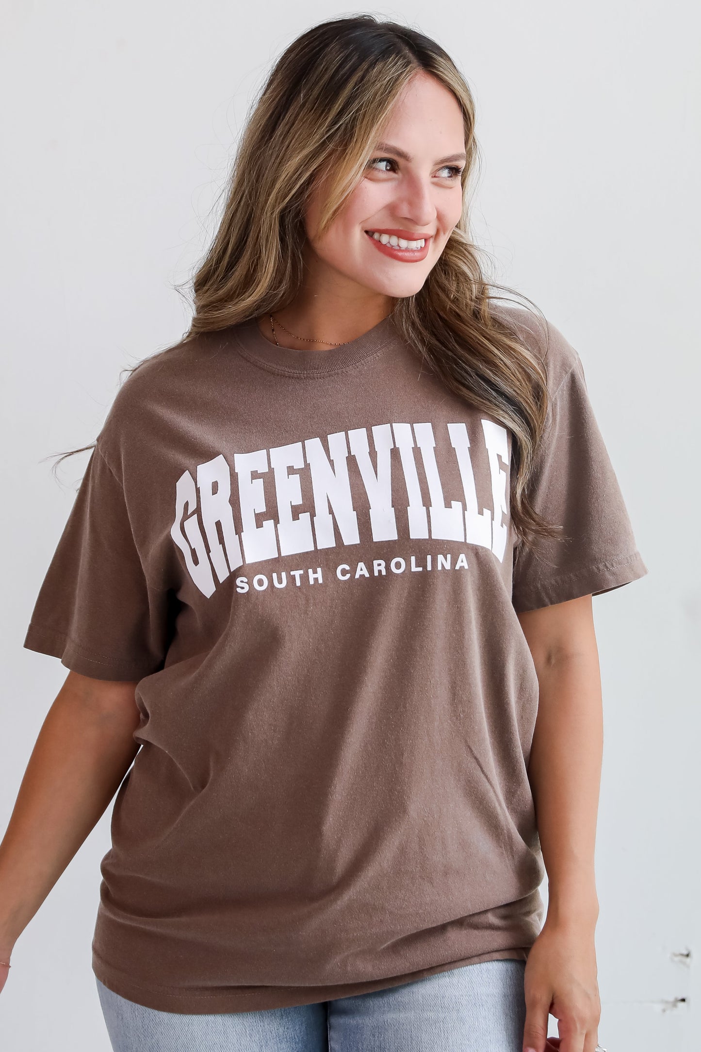 Brown Greenville South Carolina Block Letter Tee