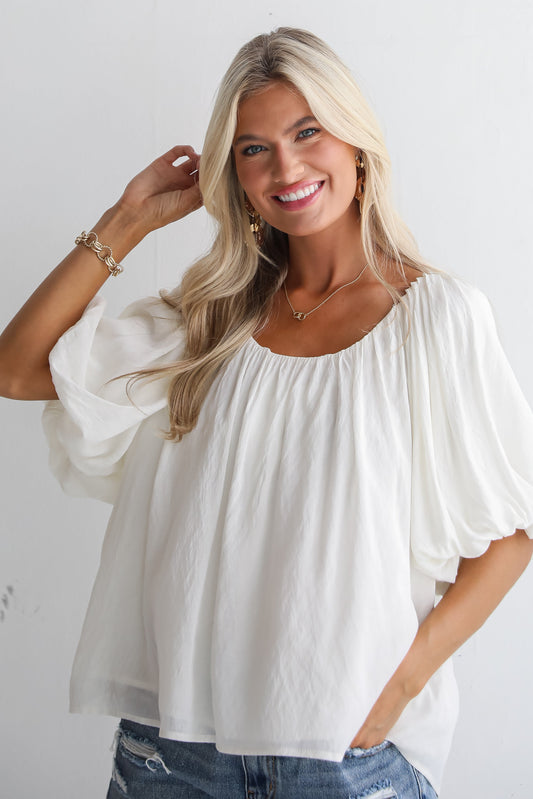 Classic Moment Off White Puff Sleeve Blouse