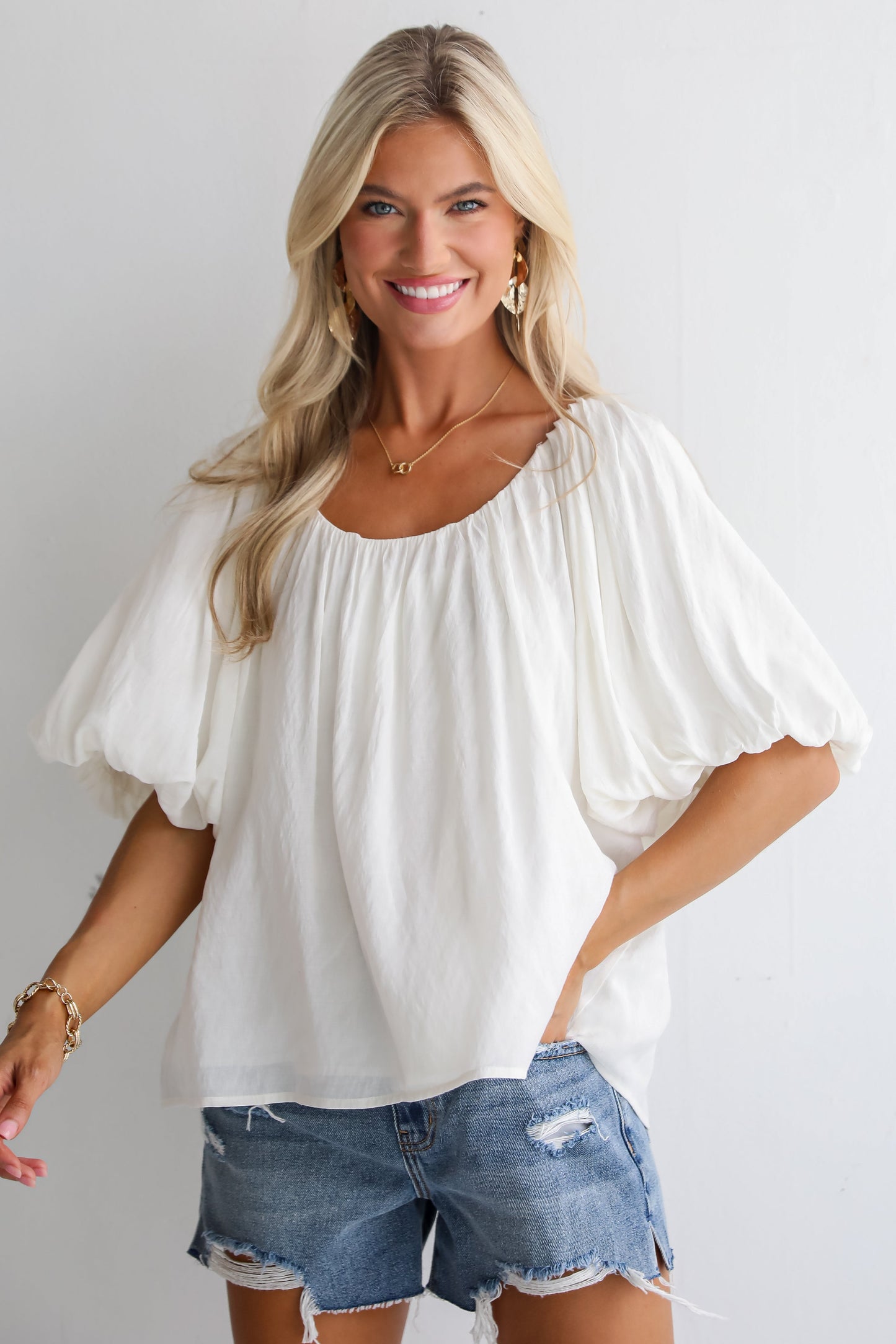 Classic Moment Off White Puff Sleeve Blouse