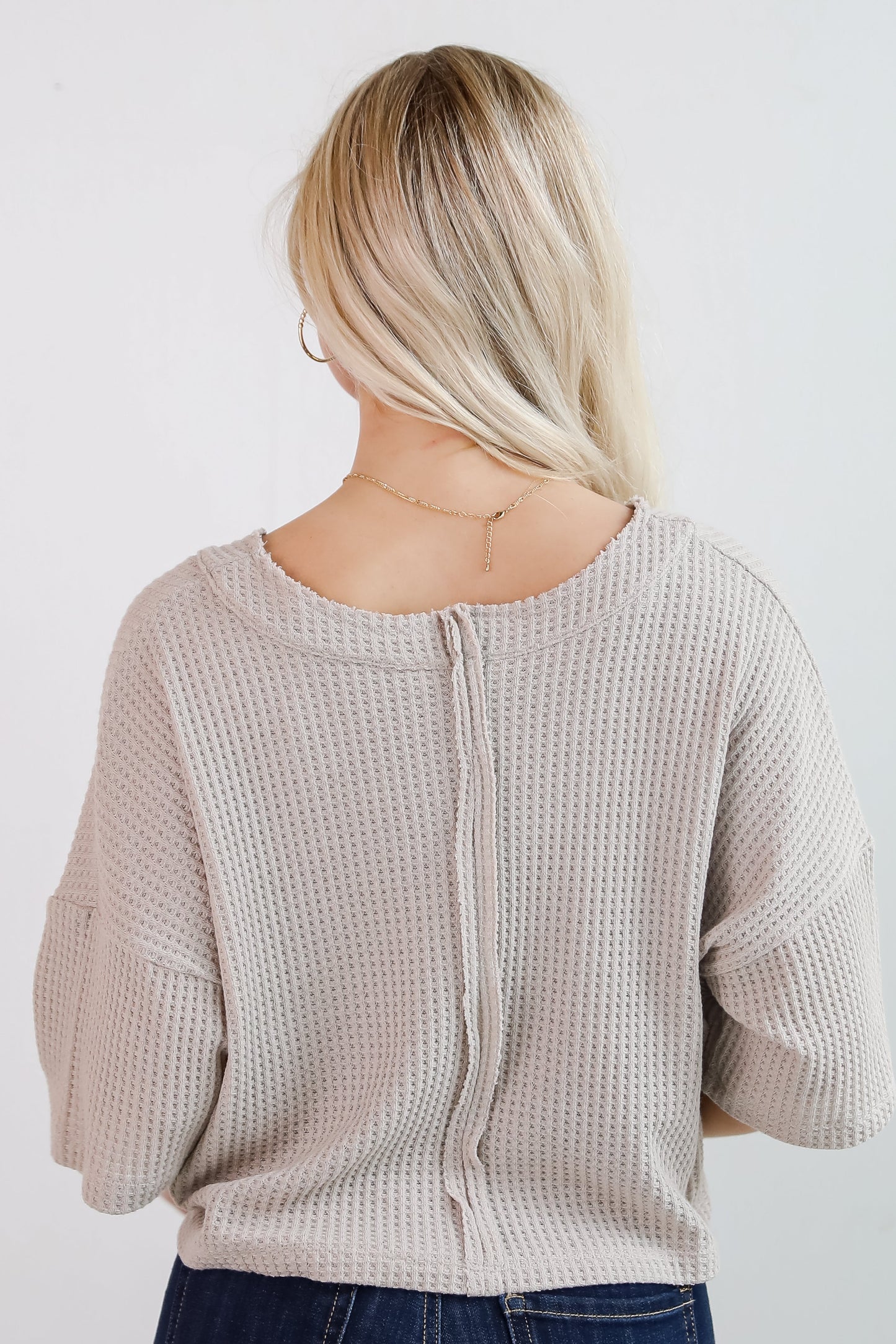 Effortless Mode Taupe Waffle Knit Tee